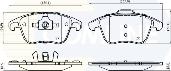 Comline CBP01720 - Комплект спирачно феродо, дискови спирачки vvparts.bg