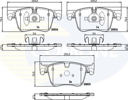 Comline CBP02250 - Комплект спирачно феродо, дискови спирачки vvparts.bg