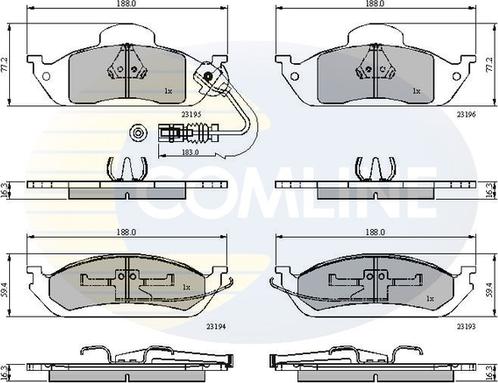 Comline CBP1911 - Комплект спирачно феродо, дискови спирачки vvparts.bg