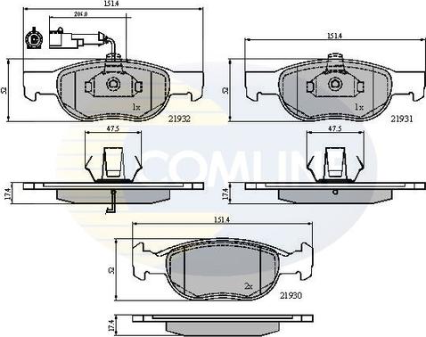 Comline CBP1479 - Комплект спирачно феродо, дискови спирачки vvparts.bg