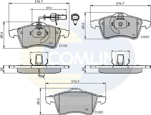 Comline CBP1852 - Комплект спирачно феродо, дискови спирачки vvparts.bg