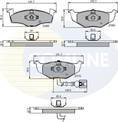 Comline CBP1707 - Комплект спирачно феродо, дискови спирачки vvparts.bg