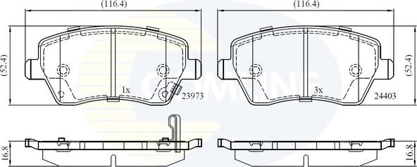 Comline CBP32008 - Комплект спирачно феродо, дискови спирачки vvparts.bg