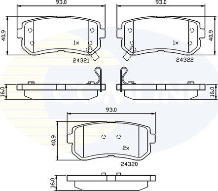 Comline CBP32016 - Комплект спирачно феродо, дискови спирачки vvparts.bg