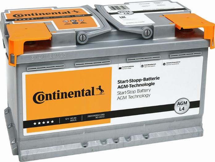 Continental 2800012007280 - Стартов акумулатор vvparts.bg