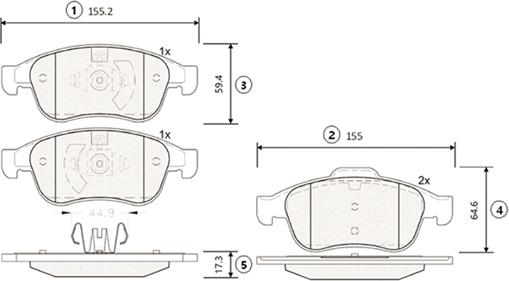 CTR GK0983 - Комплект спирачно феродо, дискови спирачки vvparts.bg