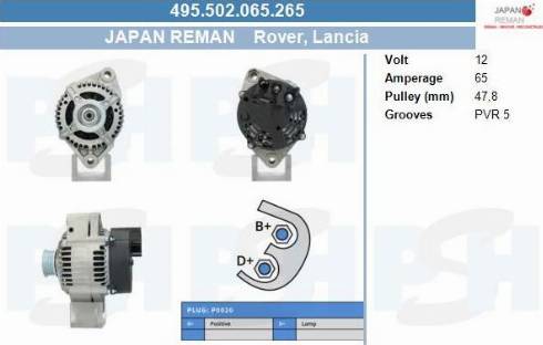 PSH 495.502.065.265 - Генератор vvparts.bg