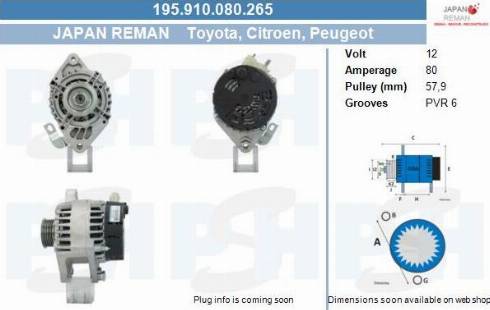 PSH 195.910.080.265 - Генератор vvparts.bg