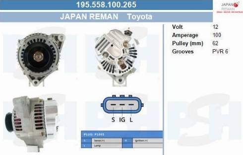 PSH 195.558.100.265 - Генератор vvparts.bg