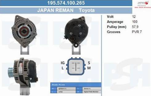 PSH 195.574.100.265 - Генератор vvparts.bg