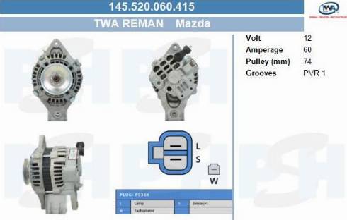 PSH 145.520.060.415 - Генератор vvparts.bg