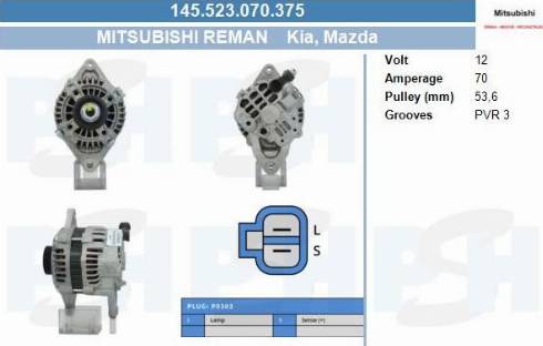 PSH 145.523.070.375 - Генератор vvparts.bg