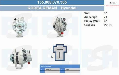 PSH 155.808.070.365 - Генератор vvparts.bg