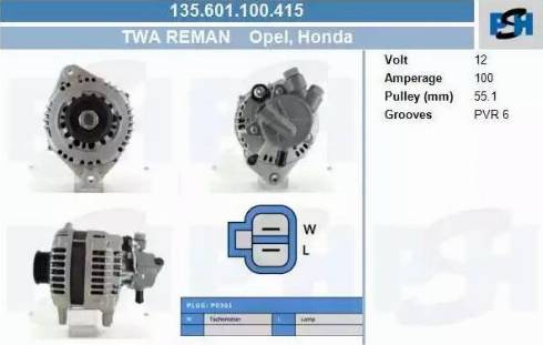 PSH 135.601.100.415 - Генератор vvparts.bg