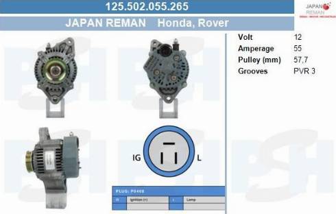 PSH 125.502.055.265 - Генератор vvparts.bg