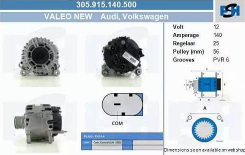 PSH 305.915.140.500 - Генератор vvparts.bg