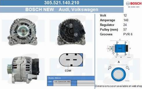 PSH 305.521.140.210 - Генератор vvparts.bg