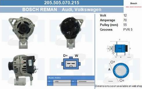 PSH 205.505.070.215 - Генератор vvparts.bg