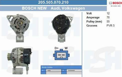 PSH 205.505.070.210 - Генератор vvparts.bg