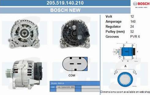 PSH 205.519.140.210 - Генератор vvparts.bg