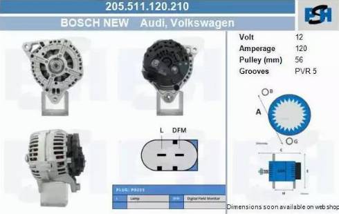 PSH 205.511.120.210 - Генератор vvparts.bg