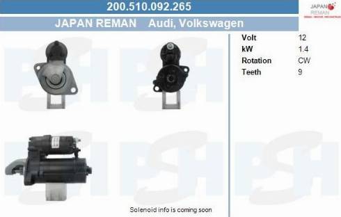 PSH 200.510.092.265 - Стартер vvparts.bg