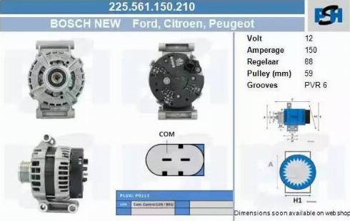 PSH 225.561.150.210 - Генератор vvparts.bg