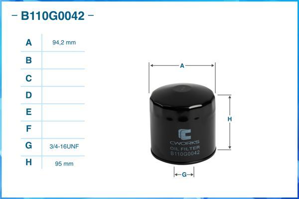 Cworks B110G0042 - Маслен филтър vvparts.bg