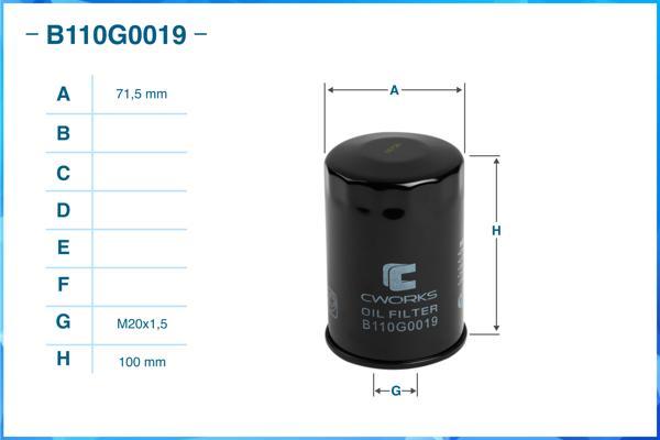 Cworks B110G0019 - Маслен филтър vvparts.bg