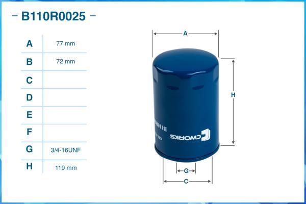 Cworks B110R0025 - Маслен филтър vvparts.bg