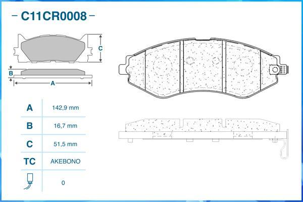 Cworks C11CR0008 - Комплект спирачно феродо, дискови спирачки vvparts.bg