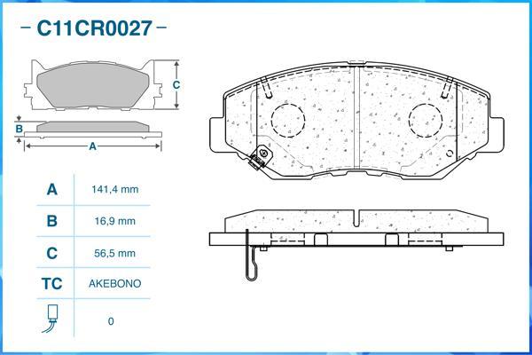 Cworks C11CR0027 - Комплект спирачно феродо, дискови спирачки vvparts.bg