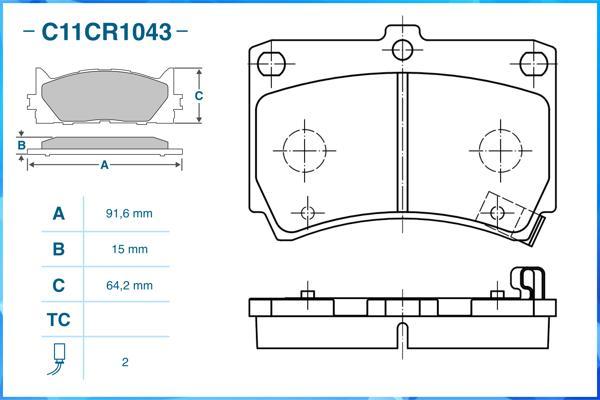 Cworks C11CR1043 - Комплект спирачно феродо, дискови спирачки vvparts.bg