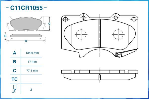 Cworks C11CR1055 - Комплект спирачно феродо, дискови спирачки vvparts.bg