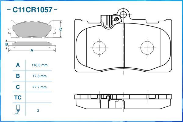 Cworks C11CR1057 - Комплект спирачно феродо, дискови спирачки vvparts.bg