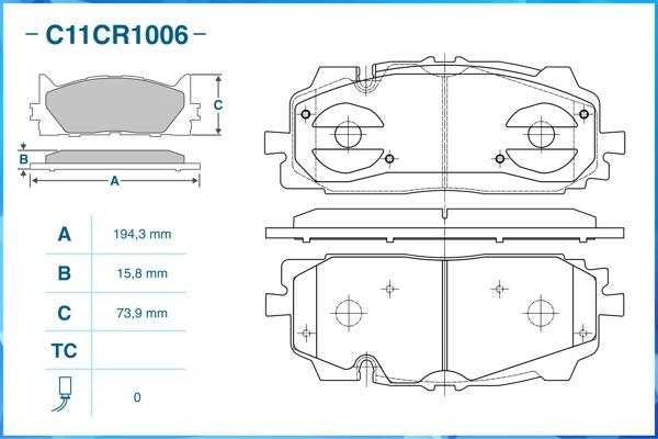 Cworks C11CR1006 - Комплект спирачно феродо, дискови спирачки vvparts.bg