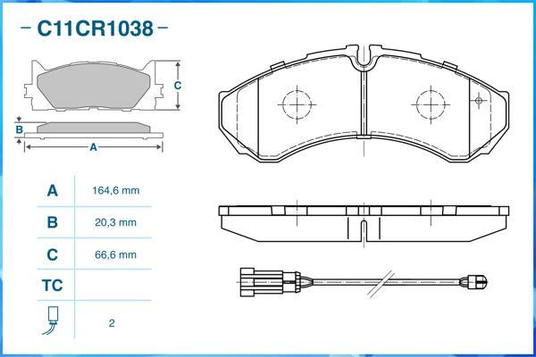 Cworks C11CR1038 - Комплект спирачно феродо, дискови спирачки vvparts.bg