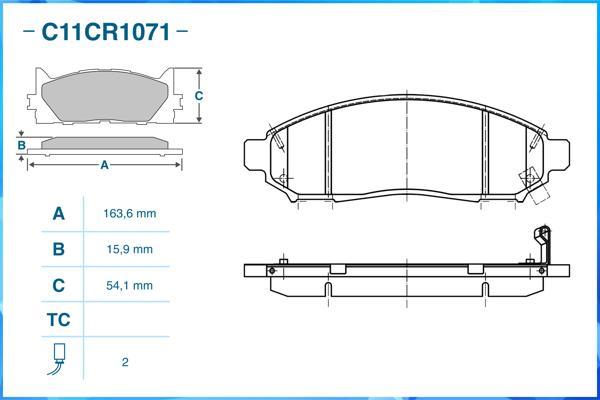 Cworks C11CR1071 - Комплект спирачно феродо, дискови спирачки vvparts.bg