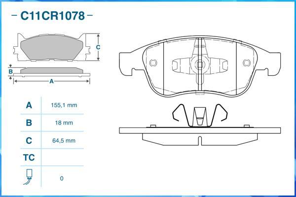 Cworks C11CR1078 - Комплект спирачно феродо, дискови спирачки vvparts.bg