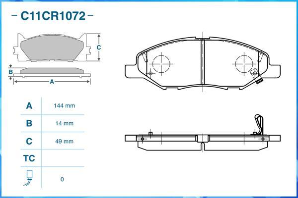 Cworks C11CR1072 - Комплект спирачно феродо, дискови спирачки vvparts.bg