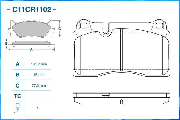 Cworks C11CR1102 - Комплект спирачно феродо, дискови спирачки vvparts.bg