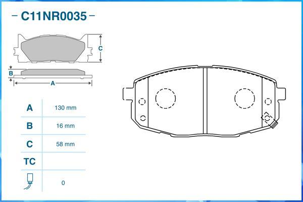 Cworks C11NR0035 - Комплект спирачно феродо, дискови спирачки vvparts.bg