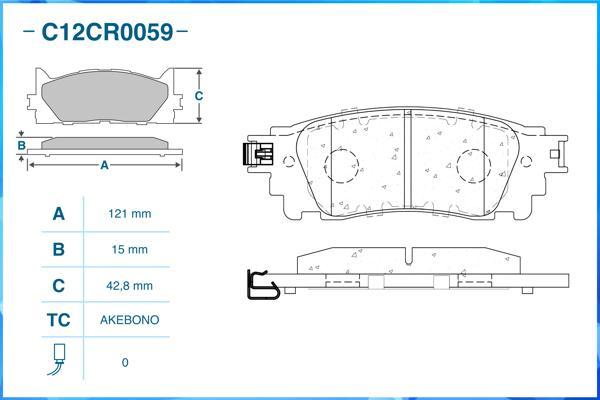 Cworks C12CR0059 - Комплект спирачно феродо, дискови спирачки vvparts.bg