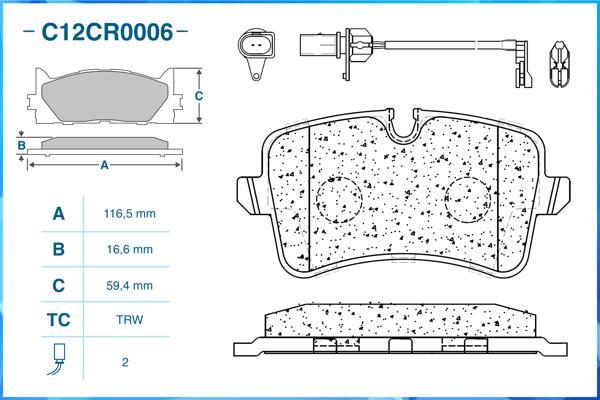 Cworks C12CR0006 - Комплект спирачно феродо, дискови спирачки vvparts.bg