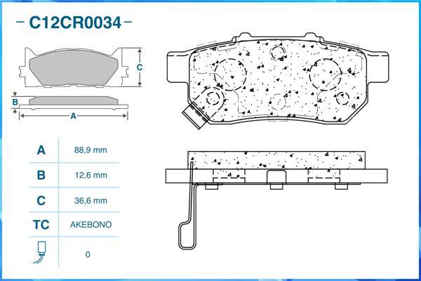 Cworks C12CR0034 - Комплект спирачно феродо, дискови спирачки vvparts.bg