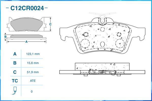 Cworks C12CR0024 - Комплект спирачно феродо, дискови спирачки vvparts.bg