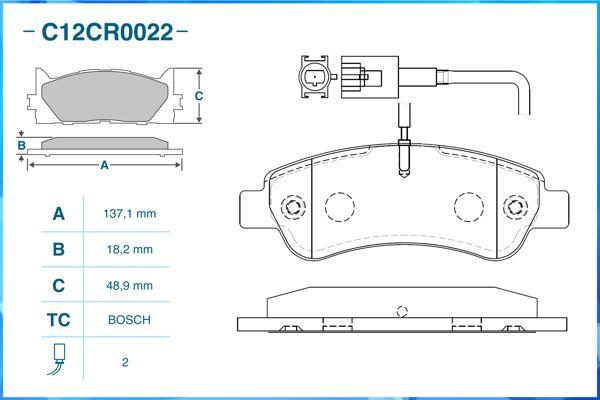 Cworks C12CR0022 - Комплект спирачно феродо, дискови спирачки vvparts.bg