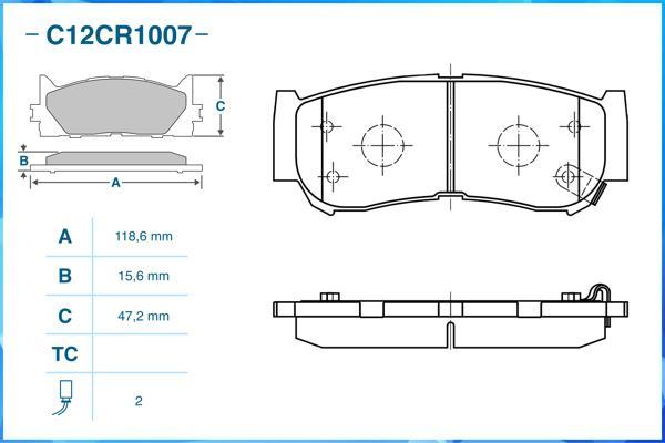 Cworks C12CR1007 - Комплект спирачно феродо, дискови спирачки vvparts.bg