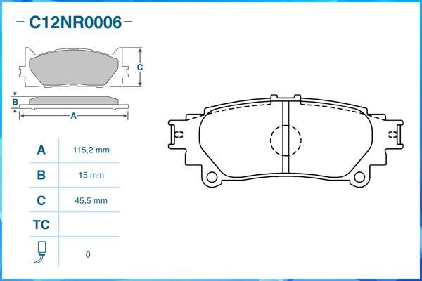 Cworks C12NR0006 - Комплект спирачно феродо, дискови спирачки vvparts.bg