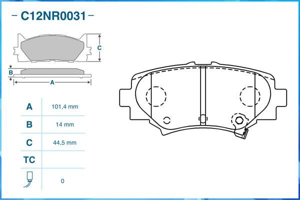 Cworks C12NR0031 - Комплект спирачно феродо, дискови спирачки vvparts.bg